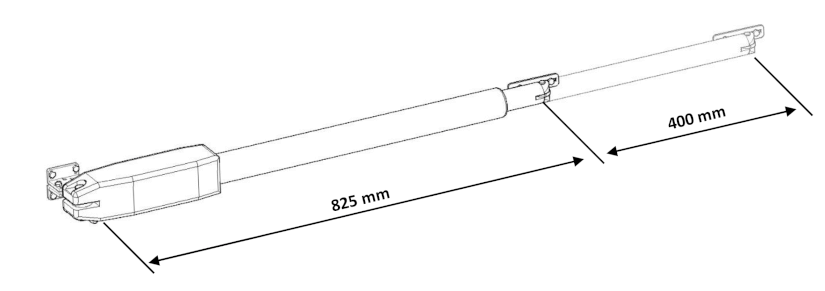 Siłownik do bramy dwuskrzydłowej 24V – ETM-02 wymiary