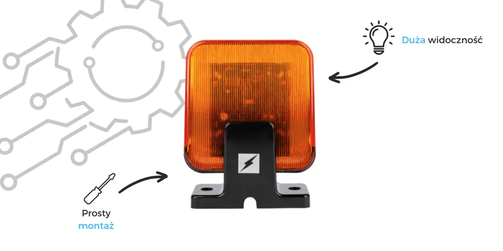 Napęd bramy przesuwnej – Automat KSE380 – Do 2000 kg lampa ostrzegawcza