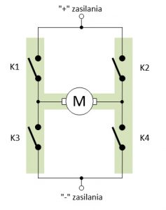 Sterowanie siłownikiem elektrycznym z wykorzystaniem mostka H schemat