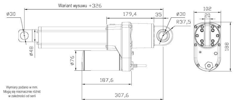 Siłownik elektryczny do solar trackera ST5 50000N