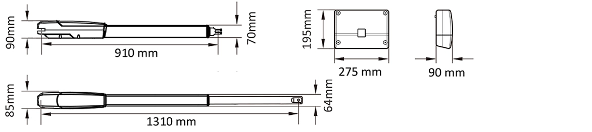 Napęd do bramy dwuskrzydłowej Elektrobim ETM-03 wymiary